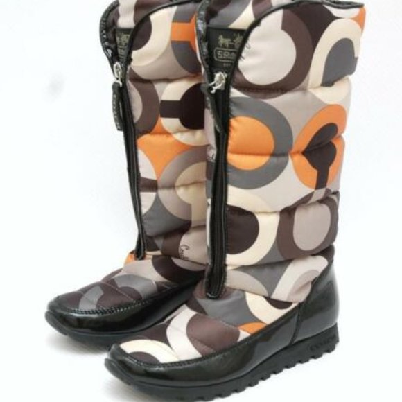 Coach Optic JOLT Art Nylon/Patent Leather Boot 5.5 - Picture 1 of 11